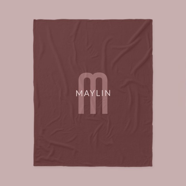 Modern Looking Monogrammed Name | Maroon Red Fleece Blanket (Creator Uploaded)