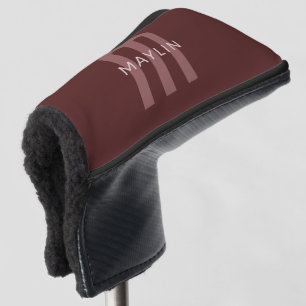 Modern Looking Monogrammed Name Maroon Red Golf Head Cover