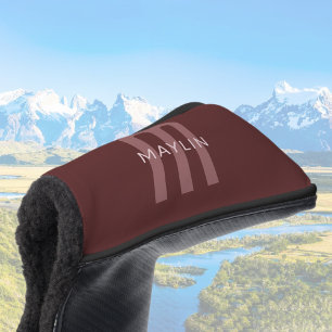 Modern Looking Monogrammed Name   Maroon Red Golf Head Cover