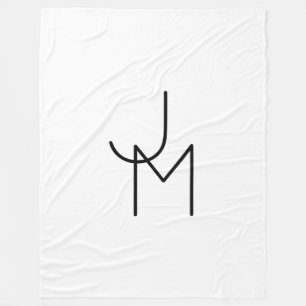 Modern Looking Overlapping Initials Fleece Blanket