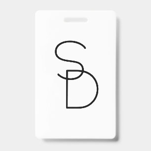 Modern Looking Overlapping Initials ID Badge