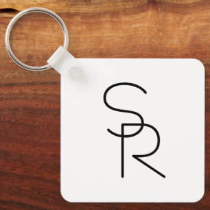 Modern Looking Overlapping Initials Key Ring