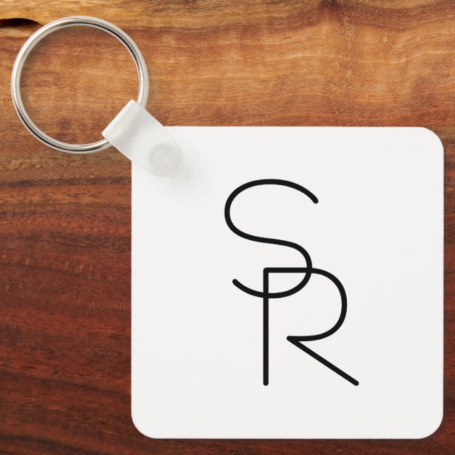 Modern Looking Overlapping Initials Key Ring (Front)