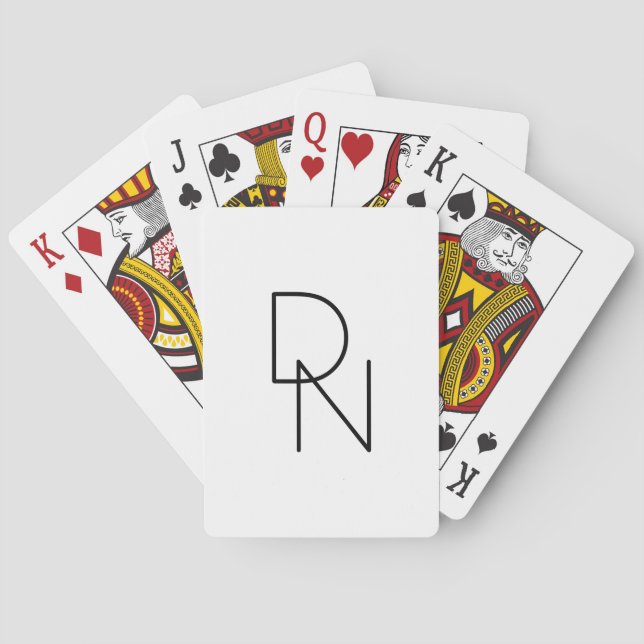 Modern Looking Overlapping Initials Playing Cards (Back)
