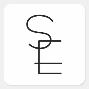 Modern Looking Overlapping Initials Square Sticker
