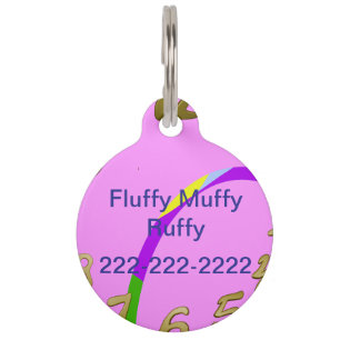 Modern Loops Pink Magenta Round Pet Tag