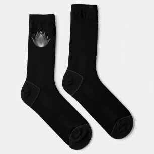   Modern Lotus Flower Black & White Elegant Floral Socks