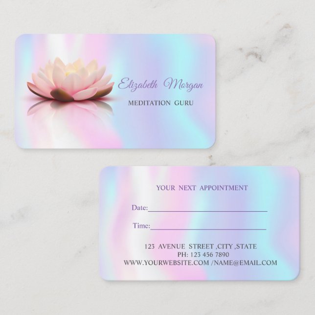 Modern Lotus Holographic iridescent Appointment (Front/Back)