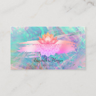 Modern Lotus Mandala Brush Stroke Opal Business Business Card