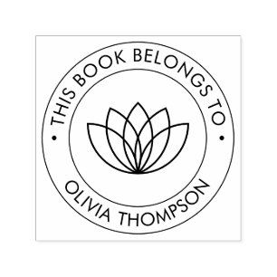 Modern Lotus This Book Belongs To Self-inking Stamp