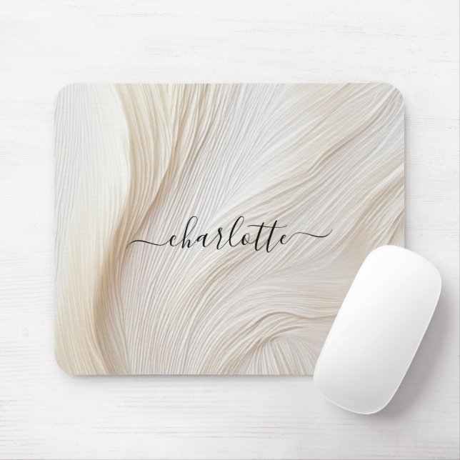 modern, lounge, elegant, waves, monogram mouse pad (With Mouse)