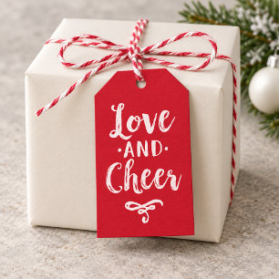 Modern Love and Cheer Red and White Christmas Gift Tags