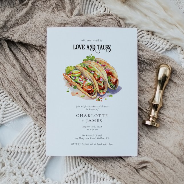 Modern Love and Tacos Rehearsal Dinner Invitation (Creator Uploaded)