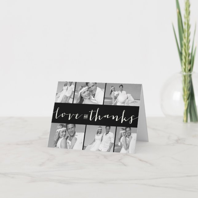 Modern Love And Thanks Band 6 Multi Photo Wedding Thank You Card (Front)