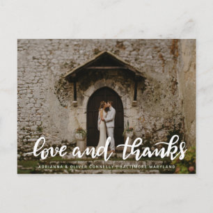Modern Love And Thanks Handwritten Couple Photo Postcard