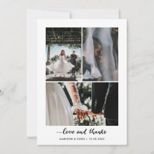 Modern Love And Thanks Script Wedding Photo  Thank You Card