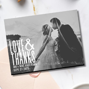 Modern Love and Thanks Thank You Wedding  Postcard