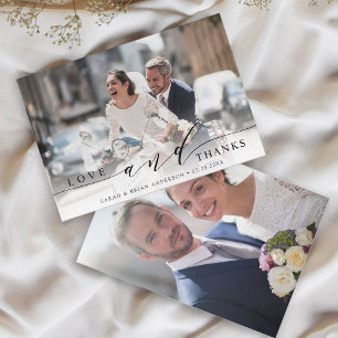 Modern Love and Thanks Wedding 2 Photo  Thank You Card