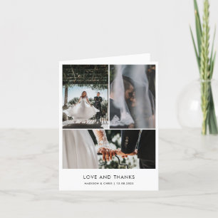 Modern Love And Thanks Wedding Couple Photo  Thank You Card