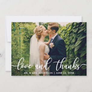 Modern Love and Thanks Wedding Photo Thank You Card