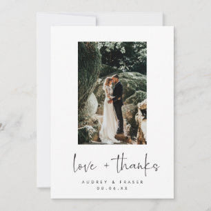Modern Love and Thanks Wedding Photo Thank You Card