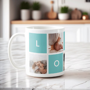 Modern Love   Aqua Photo Collage Mug