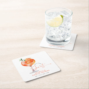 Modern Love At First Spritz Bridal Shower  Square Paper Coaster