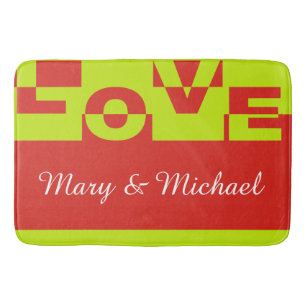 Modern LOVE Banner + your backgr. & ideas Bath Mat