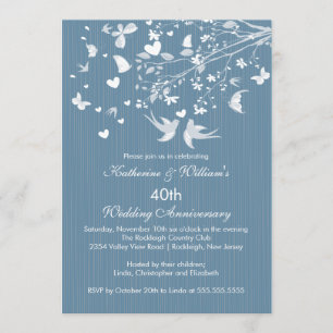 Modern Love Birds Anniversary Party Invitation