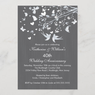 Modern Love Birds Anniversary Party Invitation