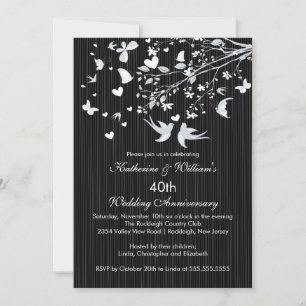 Modern Love Birds Anniversary Party Invitation