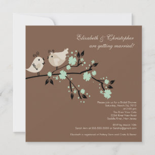 Modern Love Birds Bridal Shower Invitation
