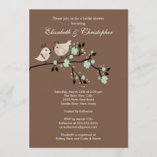 Modern Love Birds Couples Bridal Shower Invitation