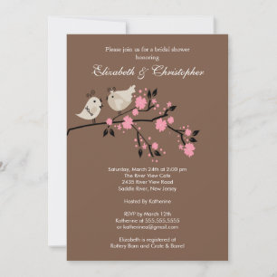 Modern Love Birds Couples Bridal Shower Invitation