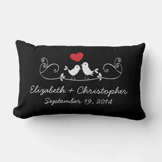 Modern Love Birds Personalised Throw Pillow (Front)