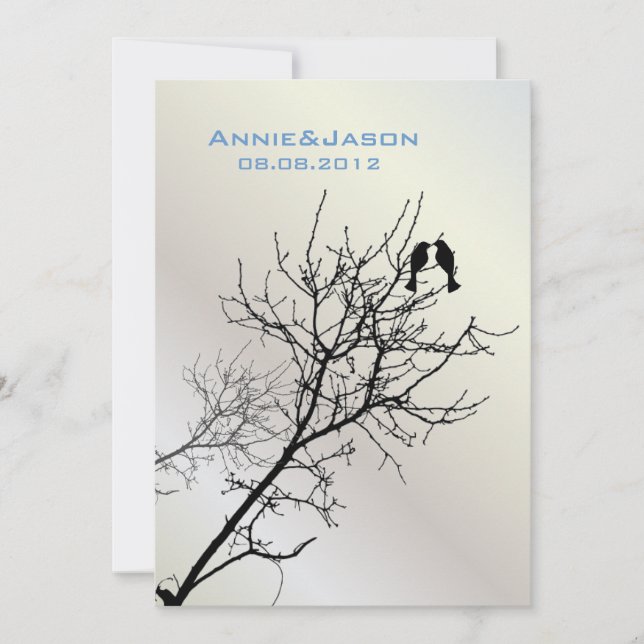 modern love birds rustic country wedding invitation (Front)