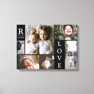 Modern Love Black Colour Block Family Photo Canvas Print