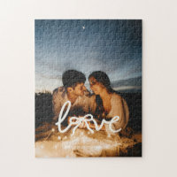Modern Love Bow Typography Couple Custom Photo Jig