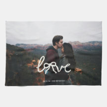 Modern Love Bow Typography Couple Custom Photo