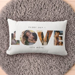 Modern LOVE Collage Cutout Valentine's Day Lumbar Cushion<br><div class="desc">EVERY DAY I LOVE YOU MORE. Great gift for Valentine's Day,  Anniversaries or for Newlyweds: This modern photo collage pillow is easy to customise with your 4 favourite photos inside the minimalist LOVE cutout typography design.The wording around the word LOVE can be personalised.</div>