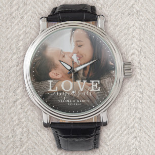 Modern Love conquers all Wedding Photo Script Watch
