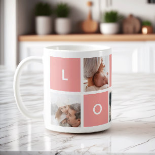 Modern Love   Coral Photo Collage Mug