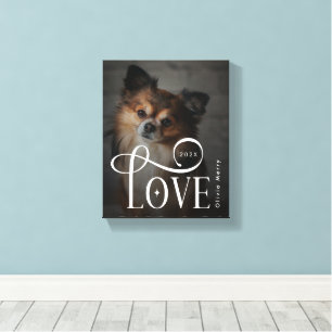Modern Love Custom Dog Pets Photo Monogram Canvas Print