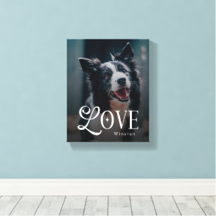 Modern Love Custom Dog Pets Photo Monogram Canvas Print
