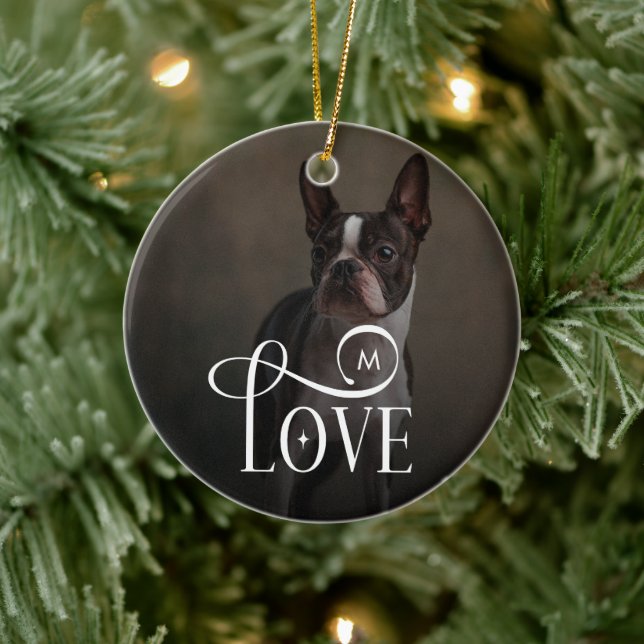 Modern Love Custom Dog Pets Photo Monogram Ceramic Tree Decoration (Tree)