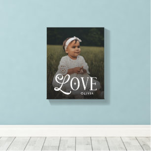 Modern Love Custom New Baby Photo Monogram Canvas Print