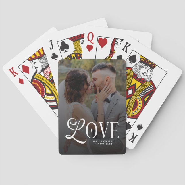 Modern Love Custom Wedding 2 Photos Couples  Playing Cards (Back)