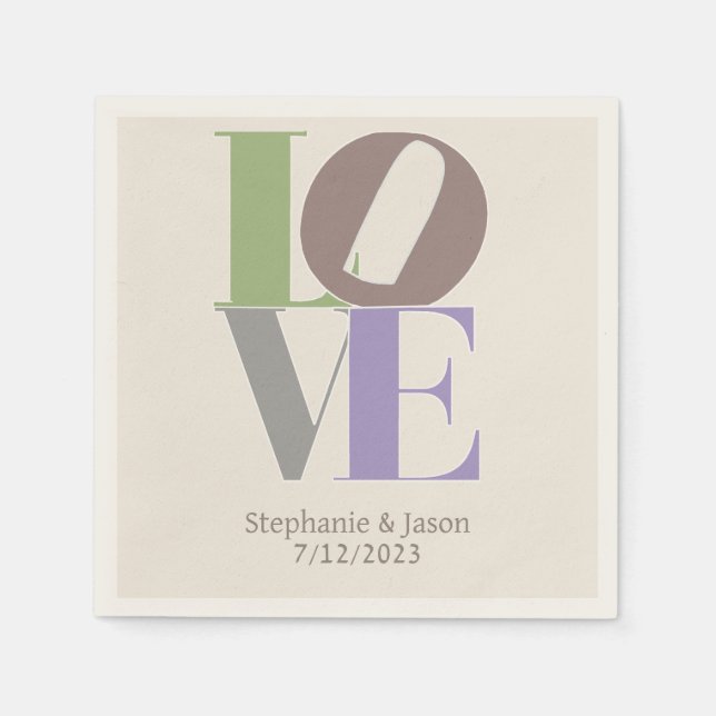 Modern Love Custom Wedding Napkin (Front)