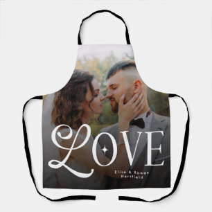 Modern Love Custom Wedding Photo Couples Monogram Apron