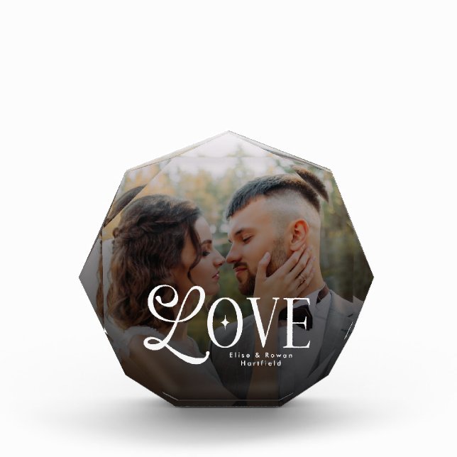 Modern Love Custom Wedding Photo Couples Monogram Block (Front)